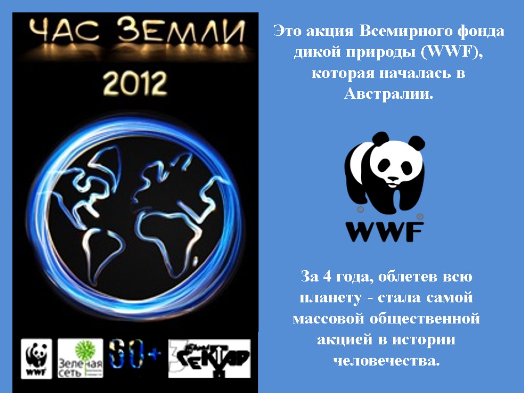 Это акция Всемирного фонда дикой природы (WWF), которая началась в Австралии. За 4 года,